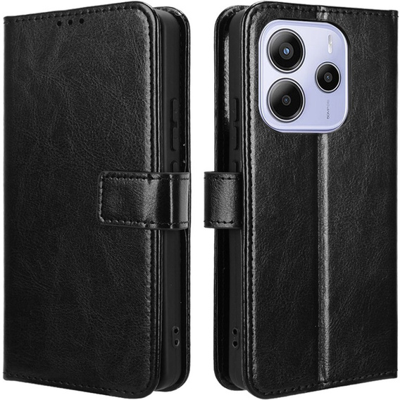 Klapkové puzdro pre Xiaomi Redmi Note 14 4G, Crazy Horse Wallet, čierne