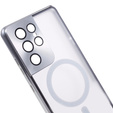 Magnetické puzdro Dual Glass MagSafe pre Samsung Galaxy S21 Ultra, strieborné