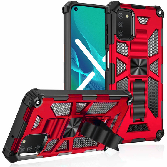 Obal na mobil pre Samsung Galaxy A03s, Armor Kickstand, červené
