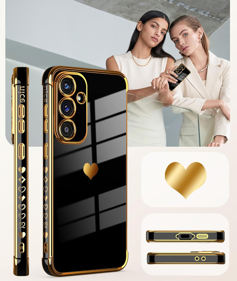 Puzdro pre Samsung Galaxy A56, Electro heart, čierne + sklo 9H