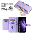 Klapkové puzdro pre Oppo Reno 13, Wallet Zipper Pocket, fialové