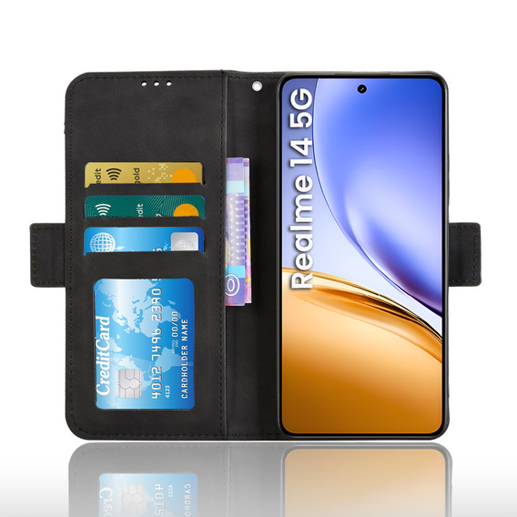 Klapkové puzdro pre Realme 14 5G / Realme 14T 5G, Card Slot, čierne