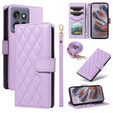 Puzdro s chlopňou pre Motorola Edge 50 Neo / Motorola ThinkPhone 25, Rhombus Crossbody Leather, fialové