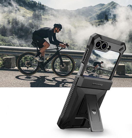 Pancierované puzdro pre Samsung Galaxy Z Flip7 FE / Z Flip6, Dexnor Clip Holder, čierne