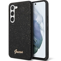 GUESS Obal na mobil pre Galaxy S23, Glitter Script Hardcase, čierne