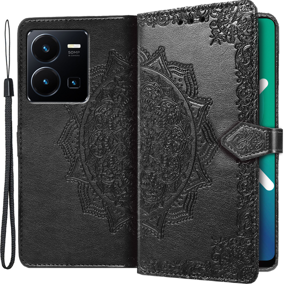 Klapkové puzdro pre Vivo Y35 4G, Mandala, čierne