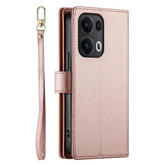 Klapkové puzdro pre Oppo Reno 13 Pro 5G, Wallet Zipper Pocket, ružové