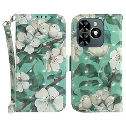 Klapkové puzdro pre Infinix Hot 40i, Wallet, Flowers biele