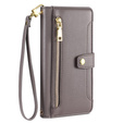Klapkové puzdro pre Samsung Galaxy A25 5G, Wallet Zipper Pocket, sivé