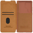 Flipové puzdro NILLKIN pre Samsung Galaxy S25 Ultra, CamShield Qin Pro, kožené, hnedé