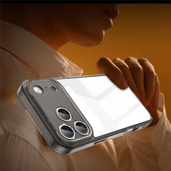 Silikónové puzdro pre iPhone 17 Pro Max, s tvrdou zadnou stranou, tónované do čierna