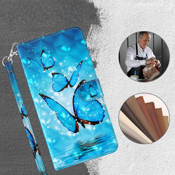 Klapkové puzdro pre Oppo A17, Wallet Light Spots Decor Butterfly, modré