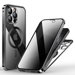 Puzdro pre iPhone 15 Pro Max, Privacy Dual Glass, pre MagSafe, čierne