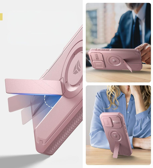 Obrnené puzdro pre iPhone 16 Pro Max, Dexnor CamProtect MagSafe, ružové (dva rámčeky)