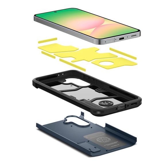 Puzdro Spigen pre Samsung Galaxy A56 5G, Tough Armor Mag MagSafe, tmavomodré + tvrdené sklo 9H