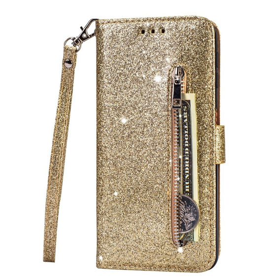 Klapkové puzdro pre Xiaomi Redmi Note 8 Pro, Wallet Zippered, zlaté