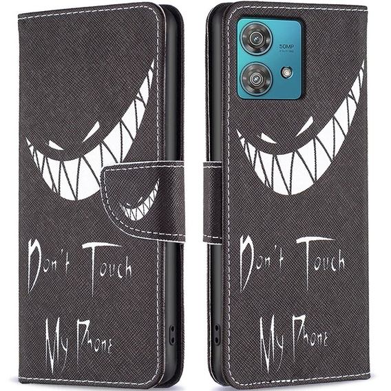 Klapkové puzdro pre Motorola Edge 40 Neo, Wallet, Don't Touch My Phone, čierne
