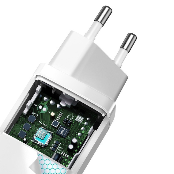 Sieťová nabíjačka Baseus GaN2 Lite 65 W USB-C + USB-A, biela (EÚ)