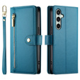 Klapkové puzdro pre Samsung Galaxy S24 FE, Wallet Zipper Pocket, modré
