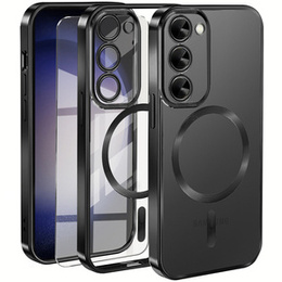 Puzdro pre Samsung Galaxy S23, Electro MagSafe, čierne + sklo na displej