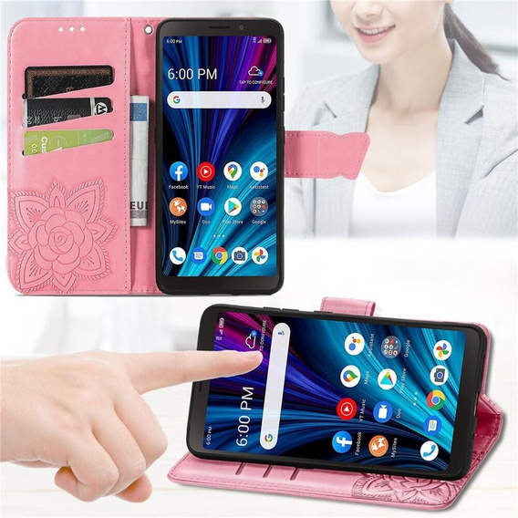 Klapkové puzdro pre T Phone 2 5G, Butterfly, ružové rose gold