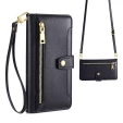 Klapkové puzdro pre iPhone 16E, Wallet Zipper Pocket, čierne