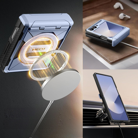 Puzdro Tongate MECH s MagSafe pre Samsung Galaxy Z Flip7 FE / Z Flip6, modré