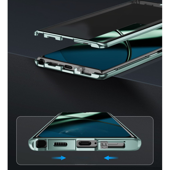 Puzdro pre OnePlus 12 5G, Magnetic Dual Glass, zelený