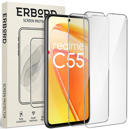 2x tvrdené sklo pre Realme C55, ERBORD 9H Hard Glass na displeji