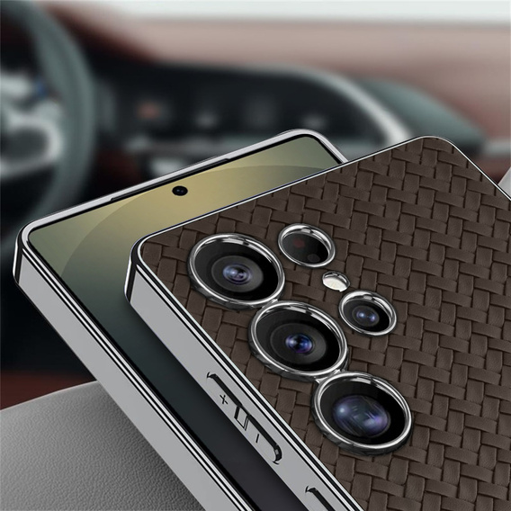 Puzdro pre Samsung Galaxy S25 Ultra, GKK Woven Leather, káva