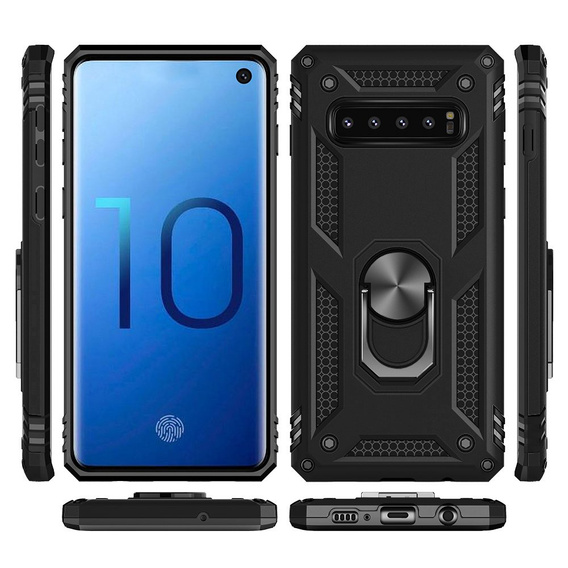 Pancierované obal na mobil pre Samsung Galaxy S10, Nox Case Ring, čierne