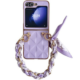 Puzdro pre Samsung Galaxy Z Flip7 FE / Z Flip6, Grid Leather, fialové