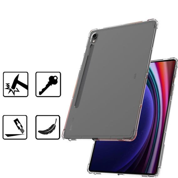 Puzdro pre Samsung Galaxy Tab S9 FE, s držiakom na stylus, silikónové, priehľadné