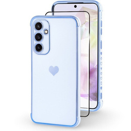 Puzdro pre Samsung Galaxy A35 5G, Electro heart, modré + Full Glue Ceramic Glass