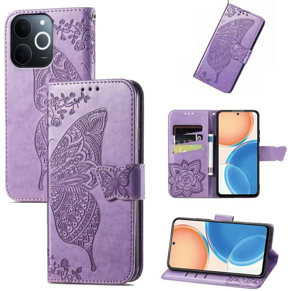 Klapkové puzdro pre Realme Note 70T 4G, Butterfly, fialové
