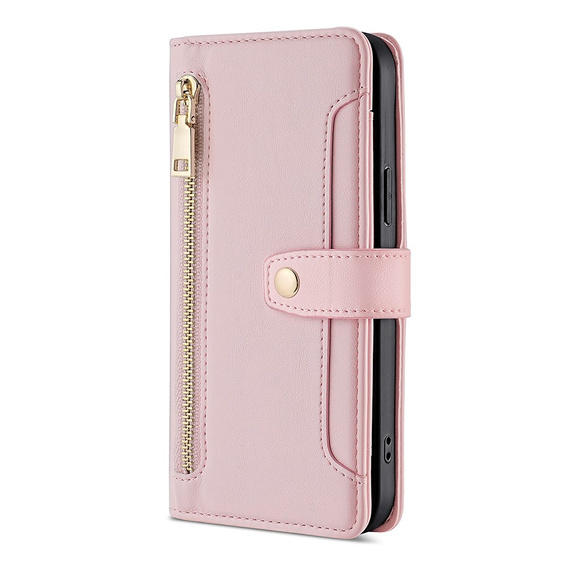 Klapkové puzdro pre Oppo Reno8 T 4G, Wallet Zipper Pocket, ružové