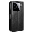 Klapkové puzdro pre Xiaomi 15, Crazy Horse Wallet, čierne