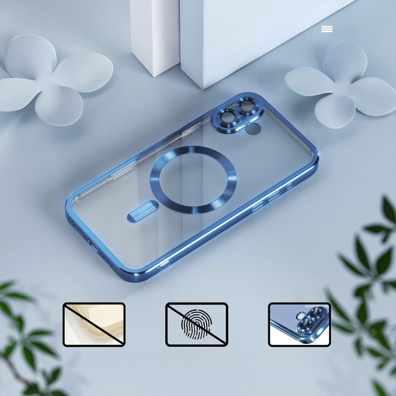 Puzdro pre iPhone 16, Electro MagSafe, modré + sklo na displej