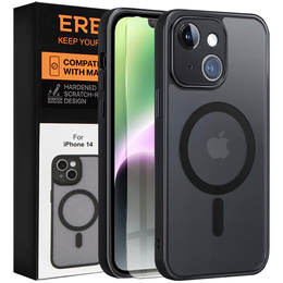 Puzdro pre iPhone 14, pre MagSafe, ERBORD Matt Case, čierny + sklo na displej