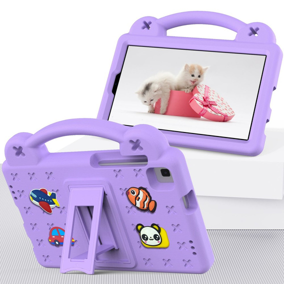 Detské puzdro pre Samsung Galaxy Tab A7 Lite 8.7 T220/T225, Cute Patterns, so stojanom, fialové