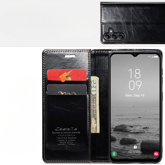 CASEME flipové puzdro pre Samsung Galaxy A34 5G, Waxy Textured, čierne