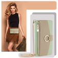 Flipové puzdro pre Motorola Edge 40 Neo 5G, Wallet Zipper Pocket, so zrkadlom, zelený