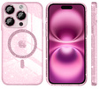 Puzdro pre iPhone 16 Pro Max, ERBORD Glitter MagSafe, ružové + sklo na displej