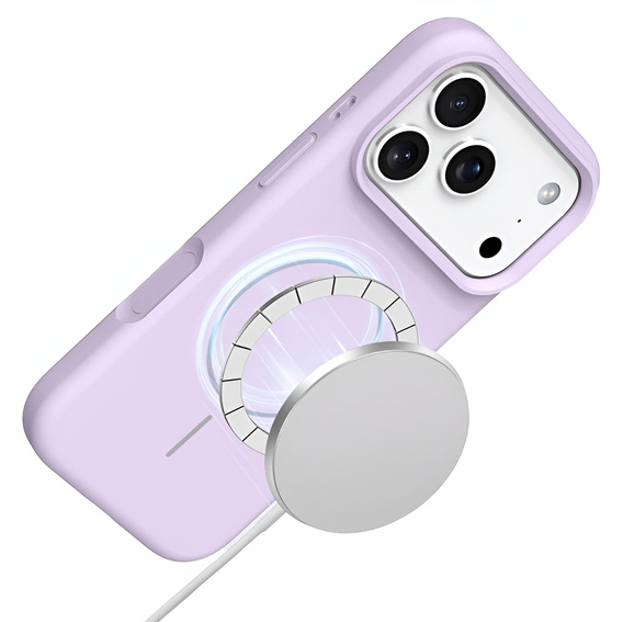 Silikónové puzdro pre iPhone 17 Pro Max, pre MagSafe, proti nárazom, fialové
