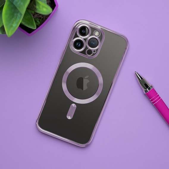 Puzdro pre iPhone 16 Pro, Electro MagSafe, fialové + sklo na displej