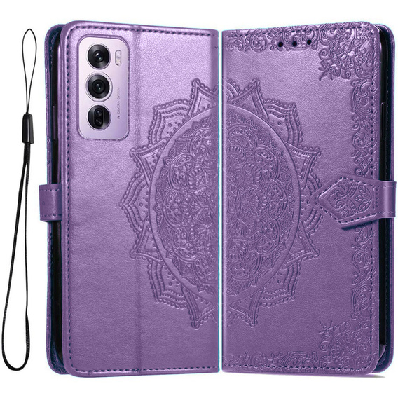 Klapkové puzdro pre Oppo Reno 12, Mandala, fialové