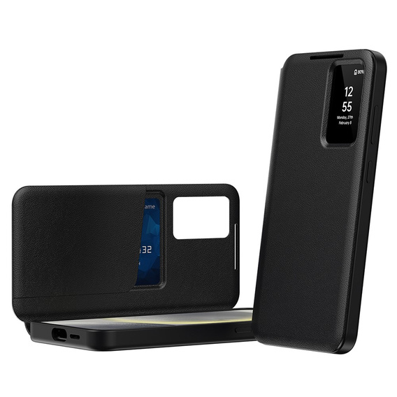 Flipové puzdro pre Samsung Galaxy S24 FE, Smart View Wallet, čierne