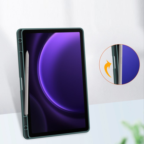 Puzdro pre Samsung Galaxy Tab S9 FE, Smartcase Hybrid, so slotom na stylus, tmavozelené