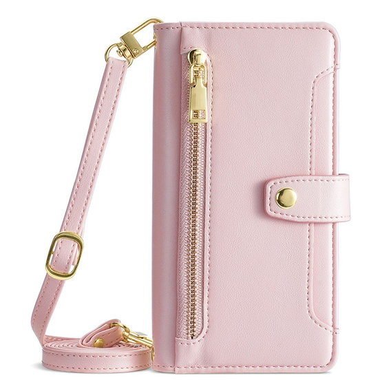 Klapkové puzdro pre iPhone 14, Wallet Zipper Pocket, ružové