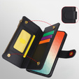 Klapkové puzdro pre Samsung Galaxy S24, Wallet Zipper Pocket RFID, s popruhom cez rameno, čierne